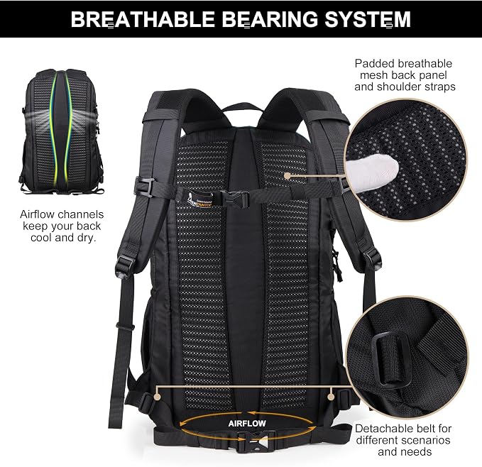 MOUNTAINTOP Hiking Backpack, 30L Camping Backpack, Men Women Hiking Daypack - Image 7