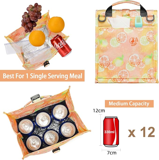 SUNNY BIRD Insulated Lunch Bag Rolltop Lunch Box Tote Bag - Image 3