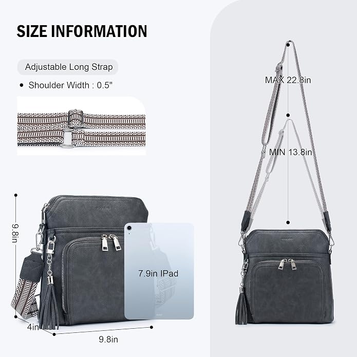 Crossbody Purse for Women, Lightweight Medium Crossbody Bag Soft Leather - Image 5