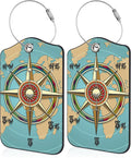 Nautical Compass Retro World Map Luggage Tag by Unknown