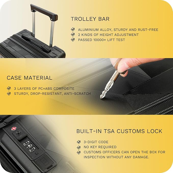 20 inch Carry On Luggage Expandable Top Opening/Clamshell Opening, TSA Approved - Image 4