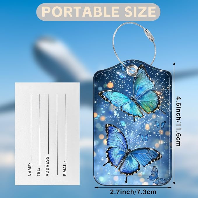 2 Pcs Blue Glowing Butterfly Luggage Tags - Image 2