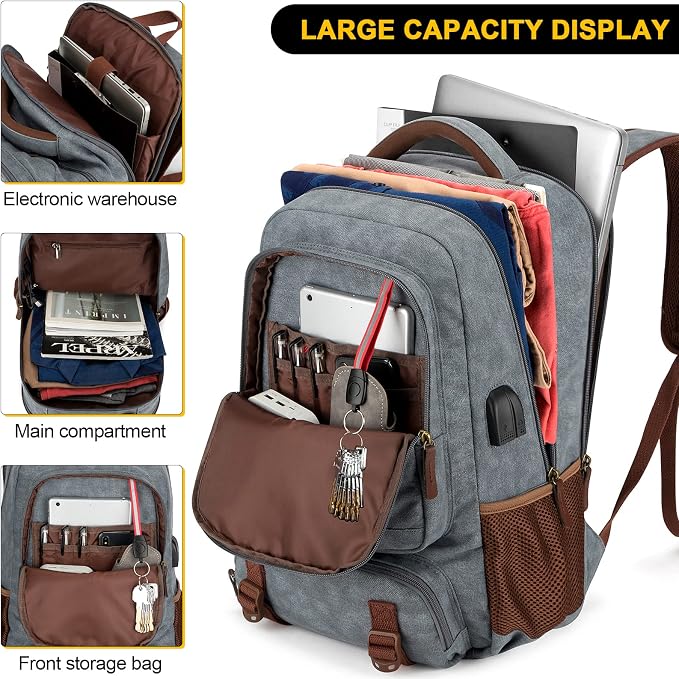 Tzowla Canvas Laptop Backpack, Bag - Image 3
