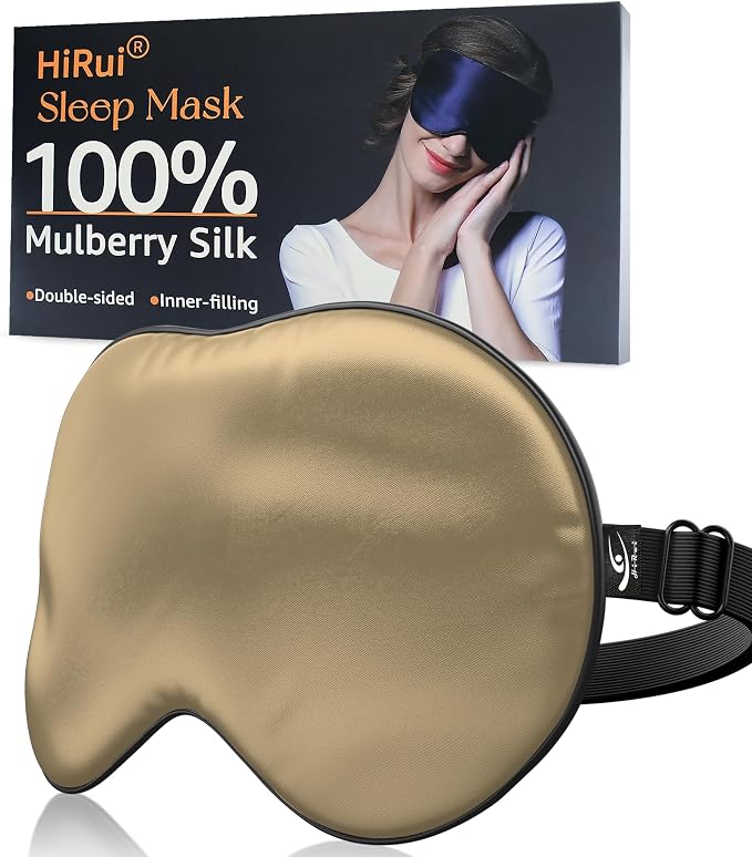 HiRui Silk Sleep Mask, 100% Natural Mulberry Silk of Double-Sided & by HiRui