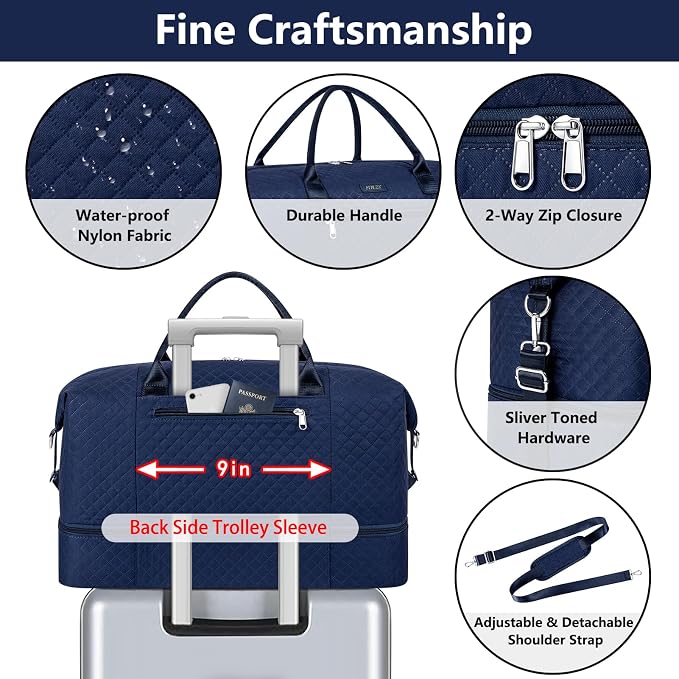 Weekender Bag for Women, Travel Duffel Bag Carry On Overnight Bag - Image 5