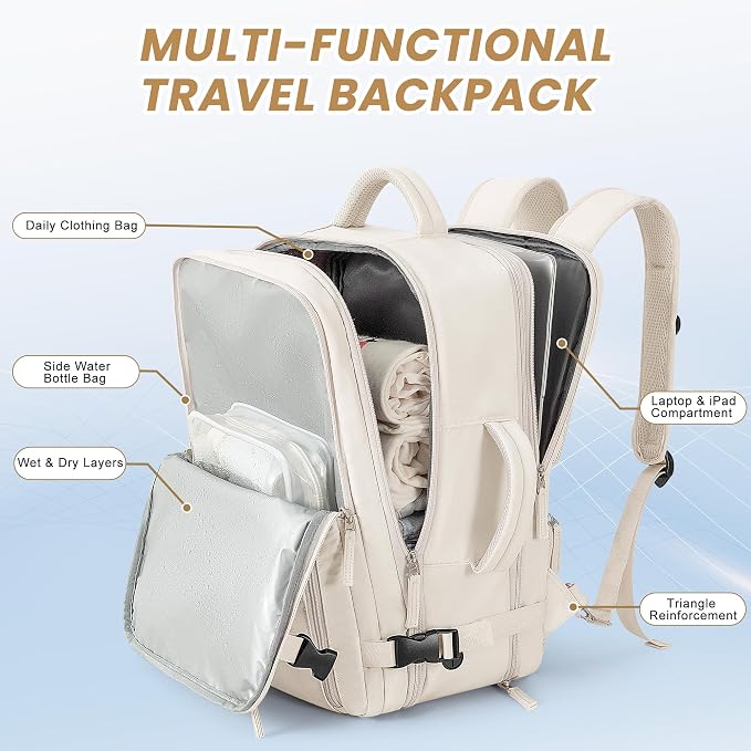 Beraliy Travel Backpack, Large Carry On Backpack, Personal Item Travel Bag - Image 3