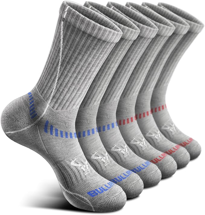BULLIANT Compression Socks for Men 6Pairs, Athletic Crew Socks Cushioned For by BULLIANT