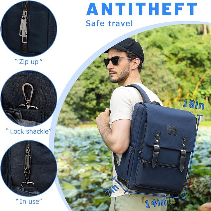 HFSX Anti Theft Laptop Backpack Men Women Business Travel Computer Backpack - Image 2