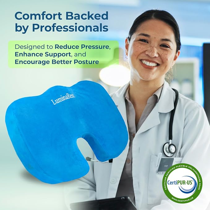 LuminaRest® Gel Seat Cushion for Tailbone Pain Relief – CertiPUR-US® Certified - Image 6