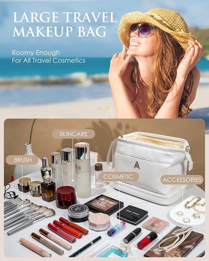 Teen Girl Gifts Trendy Stuff, Initial Makeup Bags, Personalized Double Layer - Image 2