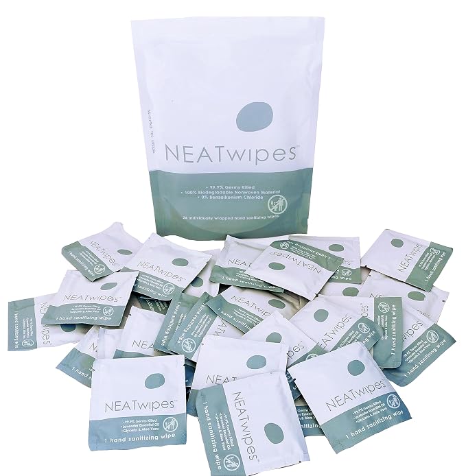 NEATwipes Hand Sanitizing Wipes | Travel Size | Disposable Wet Wipe & Planet by NEATGOODS
