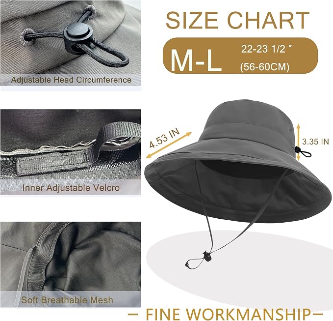 Sun Hats for Women Men UV Protection Wide Brim Bucket Hat - Image 5