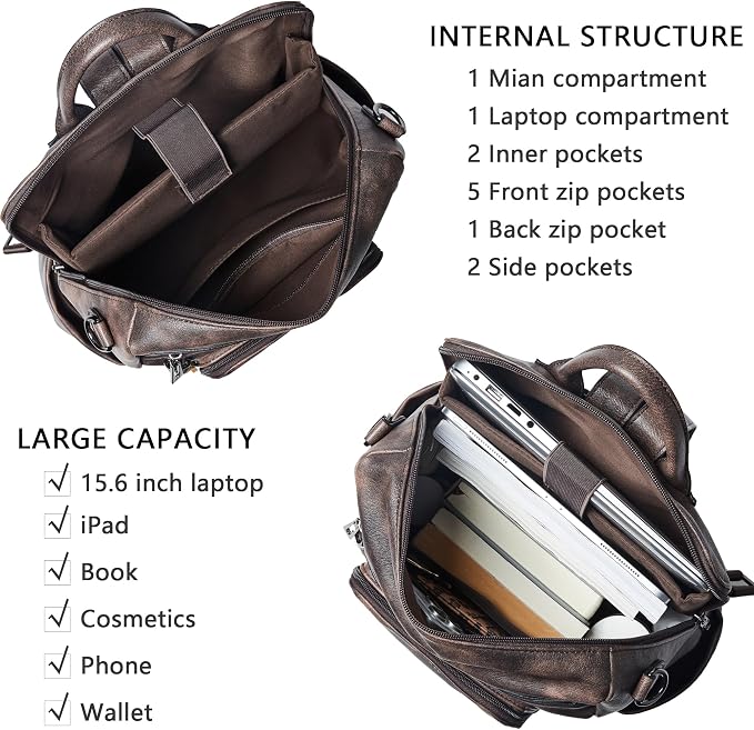 Shrrie Vegan Leather Laptop Backpack - Image 4