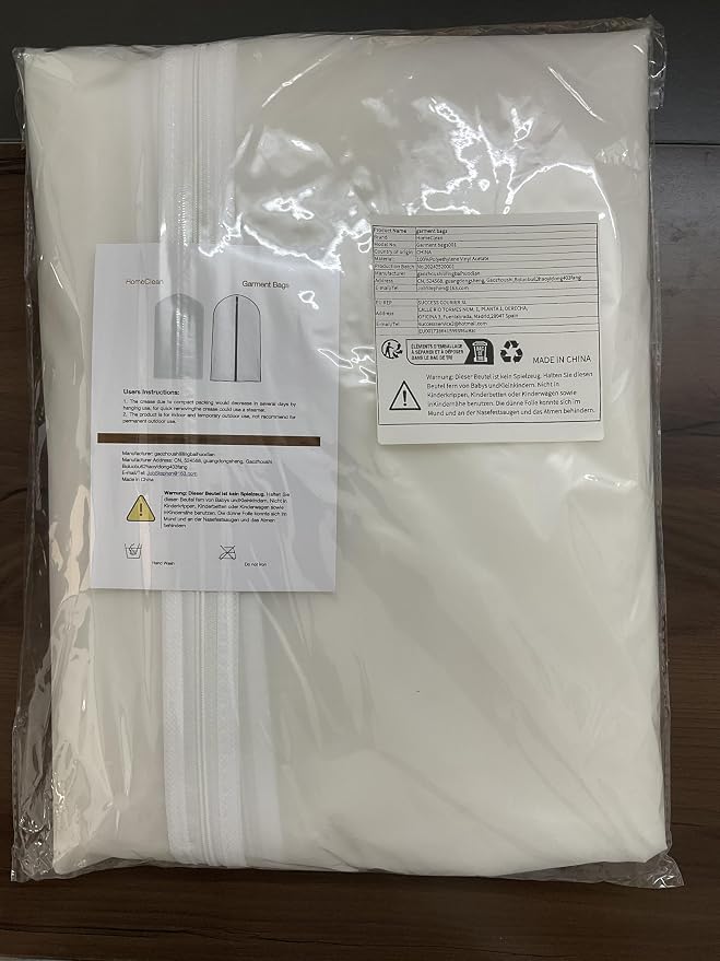 Dress Bags for Hanging Clothes 24'' x 54'' Long Dress Hanging Garment Bag White - Image 8