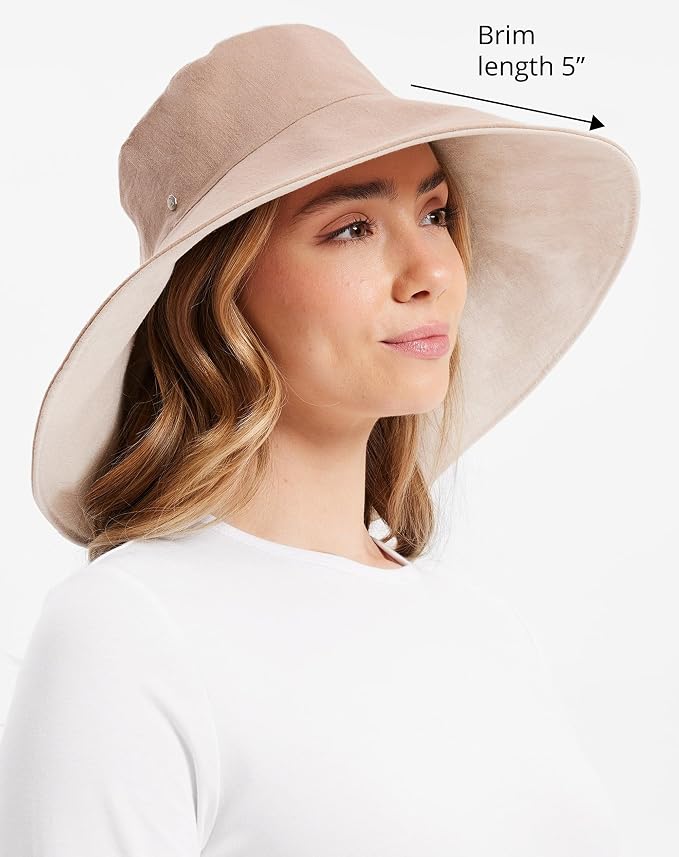 Solbari Women’s Ultra-Wide Cotton Linen Sun Hat UPF 50+, Adjustable - Image 2