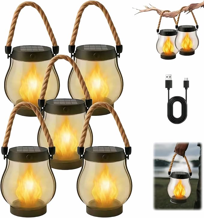 Kaliqo Solar Lantern Outdoor Lights Solar Lantern Waterproof Flickering Flame by Unknown
