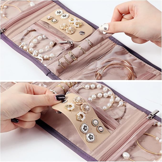 BELALIFE Travel Jewelry Case Organizer, Small Foldable Storage Roll - Image 3