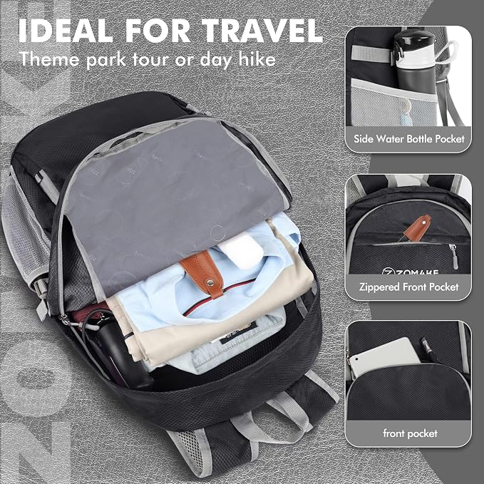 ZOMAKE Lightweight Packable Backpack 30L, Foldable Hiking Backpacks Water - Image 4