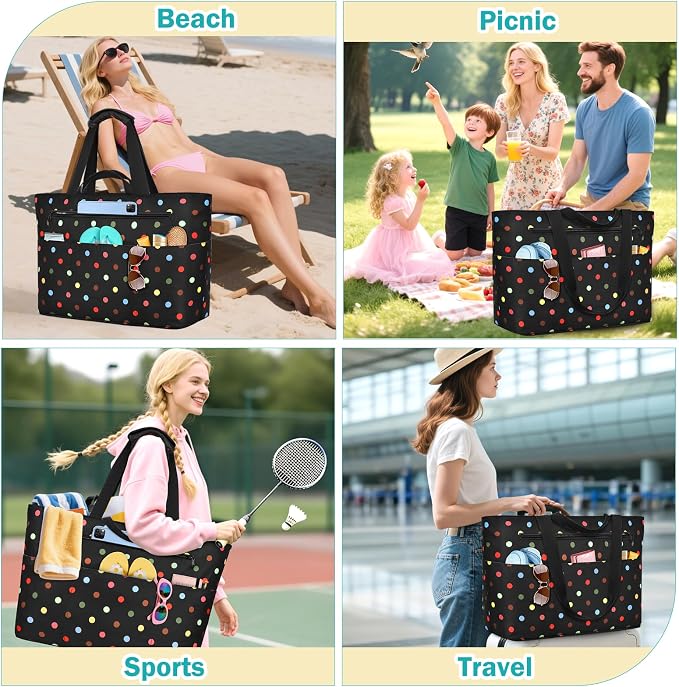 Extra Large Beach Bags for Women, Waterproof Sandproof Beach Tote Bag Zipper - Image 7