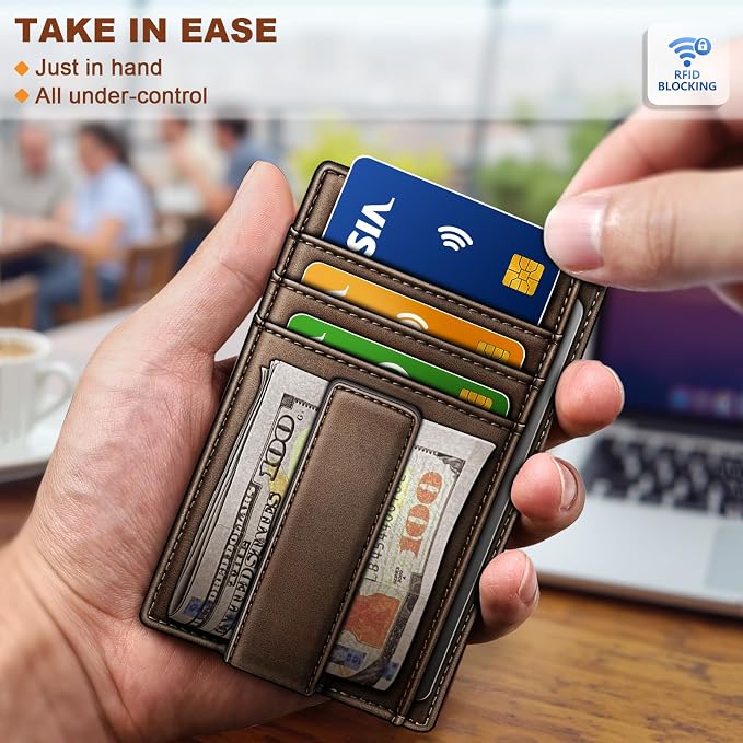 BULLIANT Men Wallet, Slim Leather Wallet Money Clip Card Hodler - Image 4