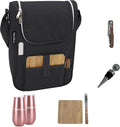 Truvelli Black Insulated Wine Tote Bag: Portable 2 Bottle Cheese Waterproof by Truvelli