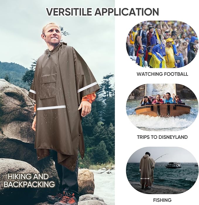 PTEROMY Hooded Rain Poncho for Adult - Image 5