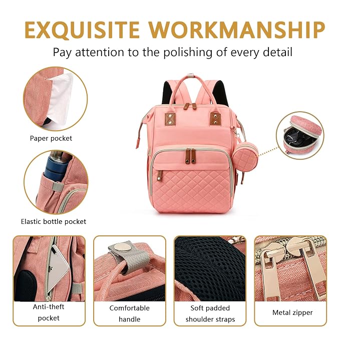 Diaper Bag Backpack with Changing Station Portable 3 in 1 Multifunction - Image 2
