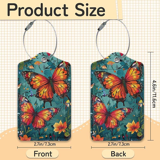 3 Pack Vintage Butterfly Wildflower Luggage Tags - Image 3