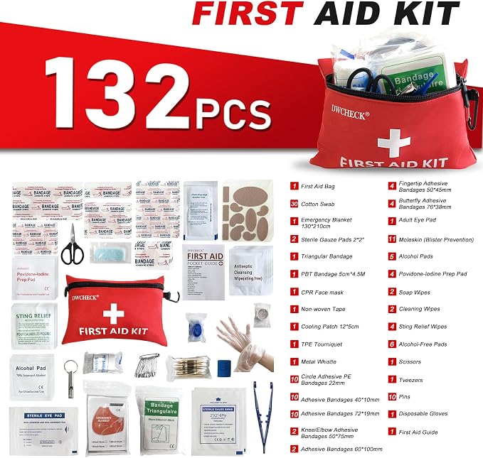 Mini First Aid Kit, 132 Piece Small Waterproof Emergency Medical Kit - Image 3