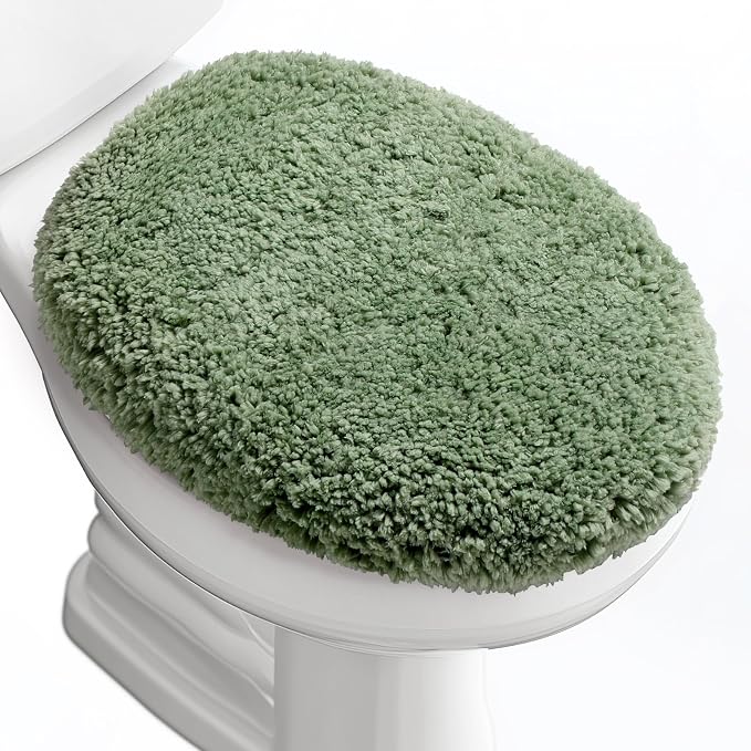 Microfiber Elongated Toilet Seat Cover 19.5"x 15" Machine Washable Solid Toilet by Baahrnom