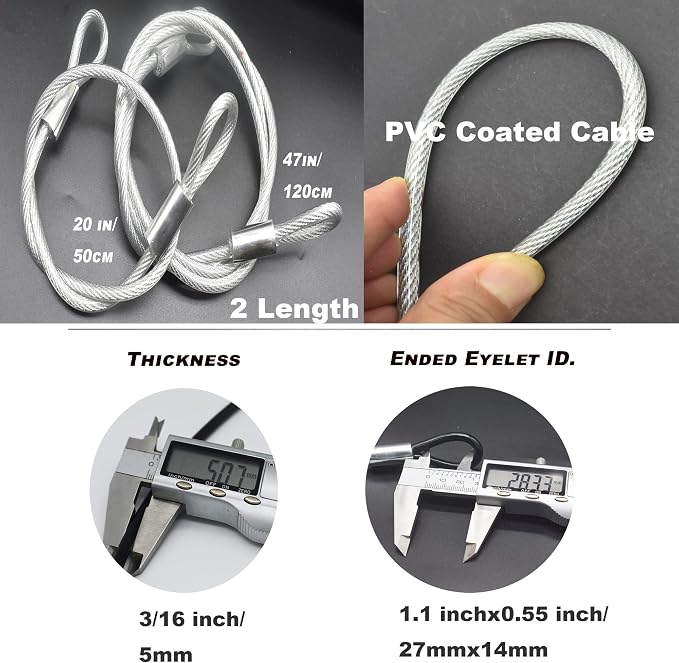 4 pcs 47 inch 5mm Thickness Vinyl Cover Coated Galvanized Steel Wire Cable - Image 2