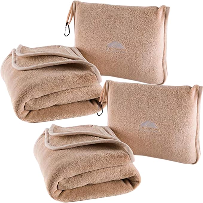 BlueHills Premium Soft 2-Pack Travel Blanket Pillows Airplane Large Plane by BlueHills