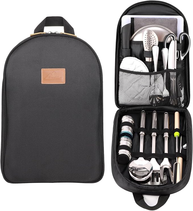 Portable Camping Kitchen Utensil Set-27 Piece Cookware Kit, Stainless Steel - Image 7