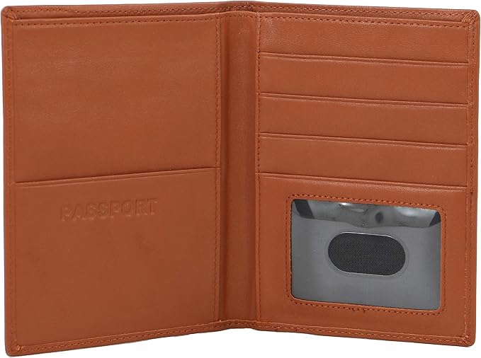 Passport Light Brown Sheep Leather Unisex Wallet Executive Boarding Pass Holder - Image 2