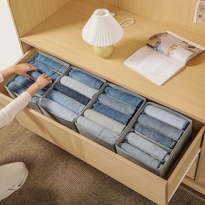 Jeans Drawer Organizers for Clothing, 5 Compartment Wardrobe Storage Box - Image 2