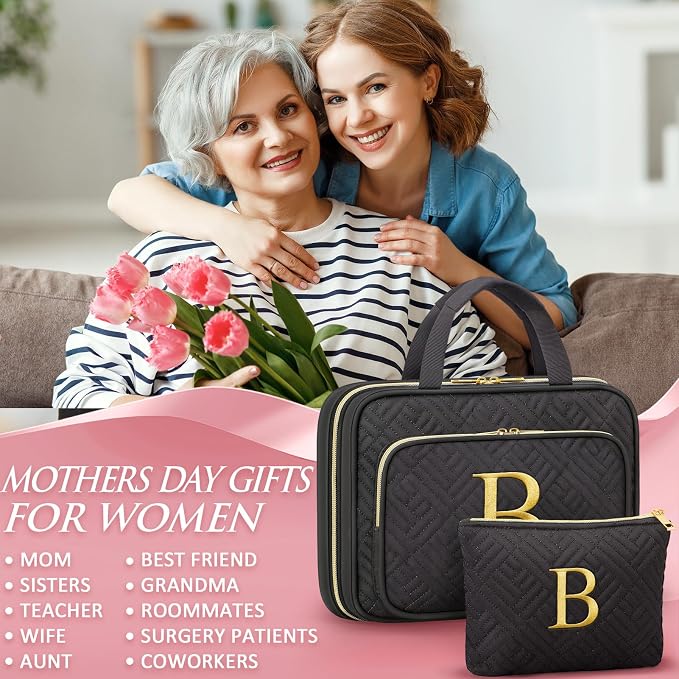 Gifts for Women, Initial Toiletry Makeup Bag Hanging Cosmetic Organizer - Image 7