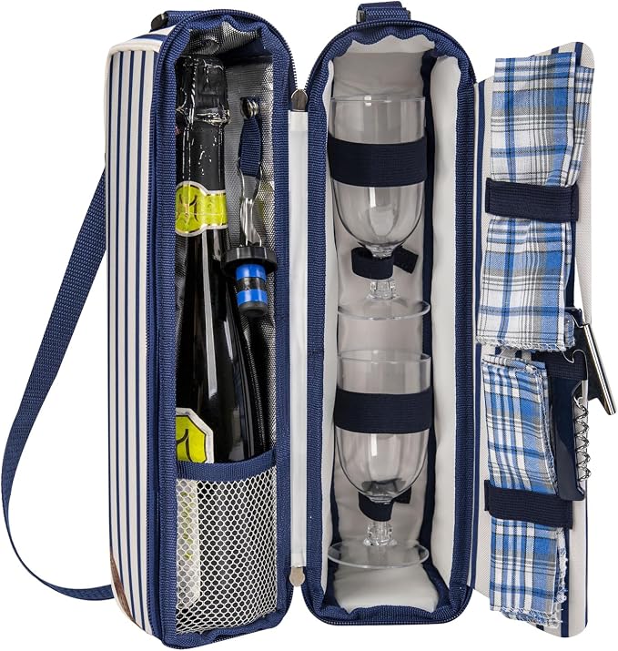 ALLCAMP Wine Tote Bag with Cooler Compartment，Picnic Set Carrying Two Sets of by ALLCAMPOUTDOORGEAR