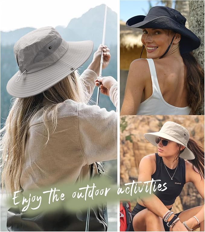 FURTALK Womens Sun Hat with Ponytail Hole Beach Hiking Summer Wide Brim UPF 80+ - Image 6