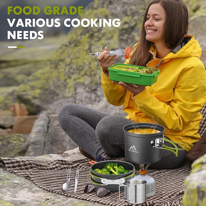 Camping Cookware Kit Backpacking, 0.33Gal Pots and 0.17Gal Pans Set, 0.08Gal - Image 7