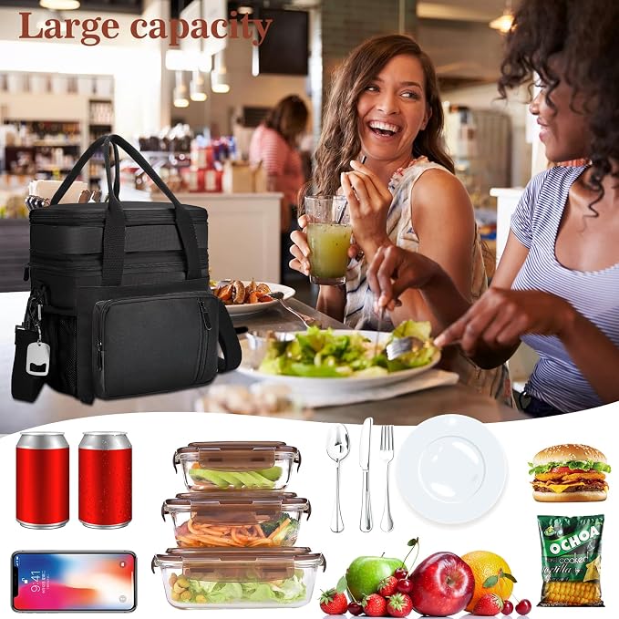 LOKASS Insulated Lunch Box Women & Men Large Adult LunchBag Double-Layer - Image 2