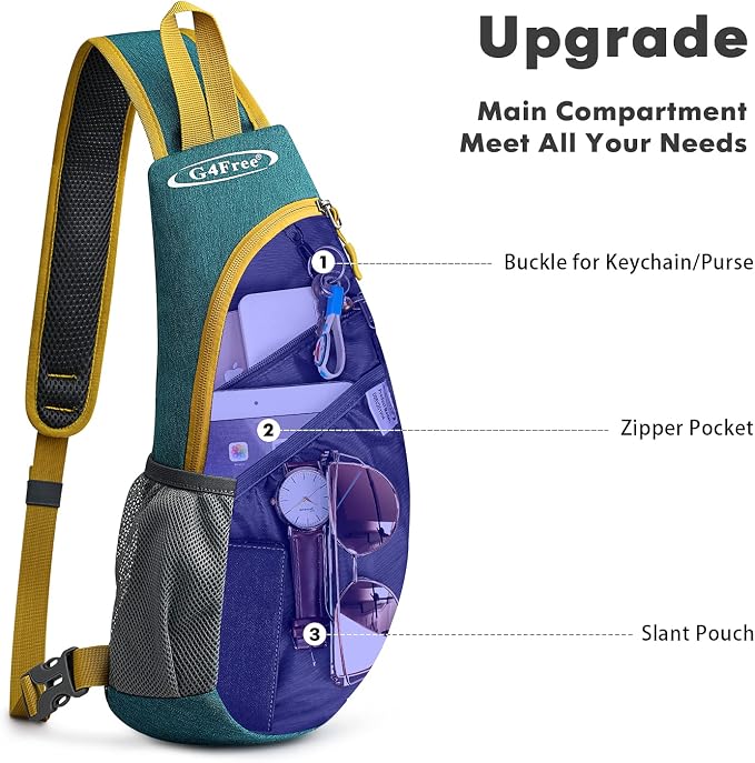 G4Free Sling Bag for Men Women, Small Crossbody Backpack Lightweight Chest - Image 2