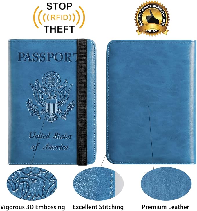 Passport Holder Cover Wallet Travel Essentials RFID Blocking Leather Card Case - Image 4