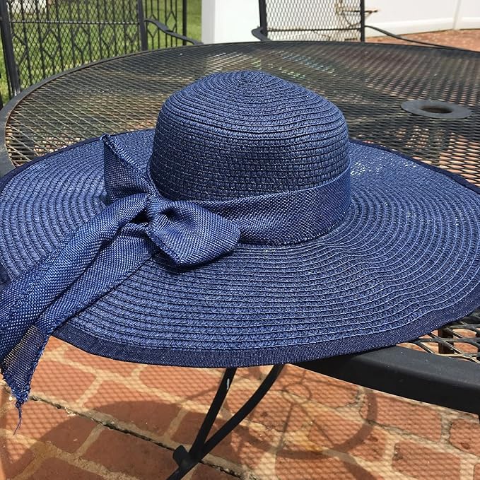DRESHOW Beach Hats for Women Big Straw Wide Brim Summer Hat Floppy Foldable - Image 3