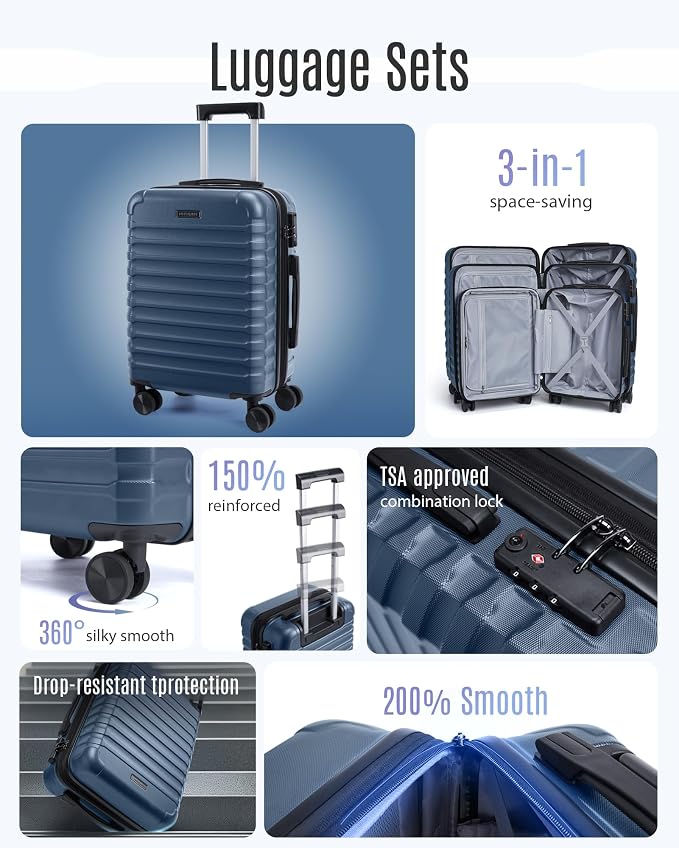 LIGHT FLIGHT Luggage Sets, 3 Piece Durable Suitcase Set - Image 3