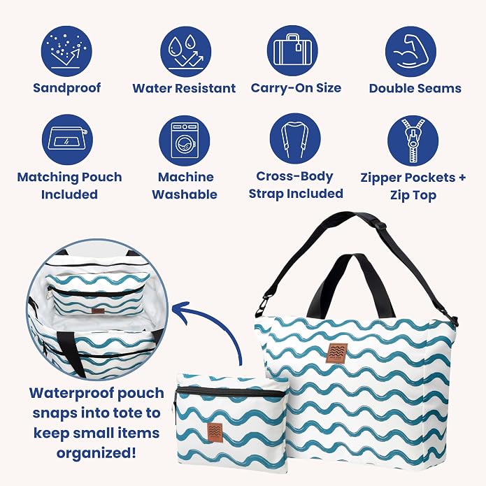 Large Beach Tote Bag for Women – Foldable & Packable Travel Bag - Image 3