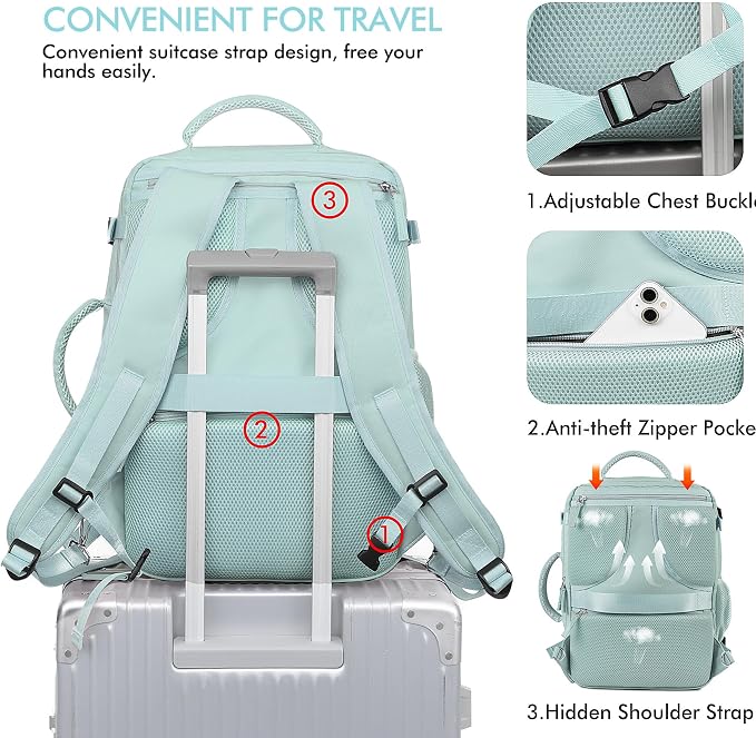 Beraliy Travel Backpack for Women, Airline Approved Bag, 16 inch Laptop - Image 7