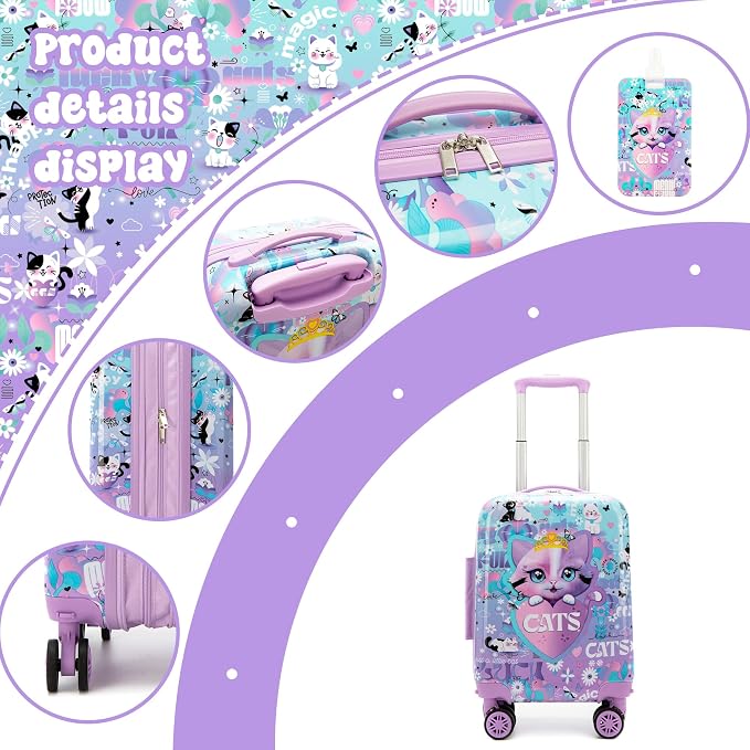 Kid’s Luggage Set 5 Piece Suitcase Set 16’’ Hardside Luggage - Image 3