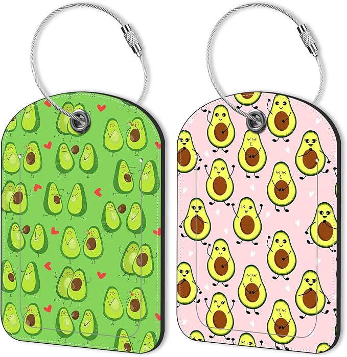 2 Pack PU Luggage Tags for Suitcase, Avocado Suitcase Tag Leather ID Label Bag by Unknown