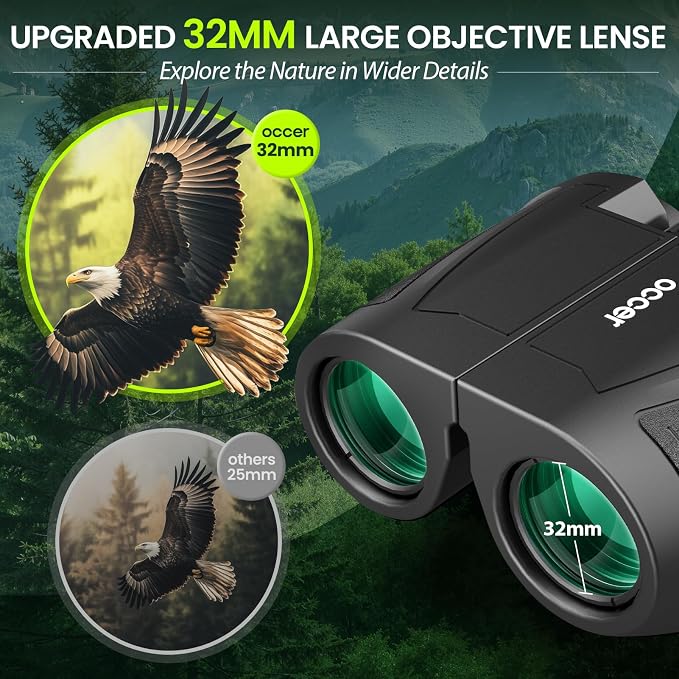 Occer 12x32 Compact Binoculars for Adults High Powered, Large Eyepiece - Image 2