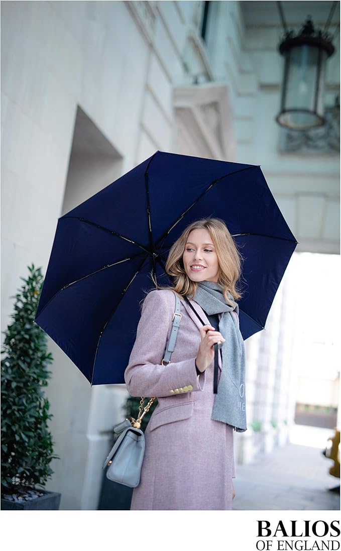 Balios Travel Umbrella Luxurious Golden Hardwood Handle Auto Open & Close - Image 6